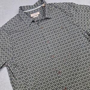 Tommy Bahama Button Up Shirt Mens XXL Black Silk Cotton Short Sleeve Aloha Luau